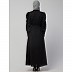 Gathered puffed sleeves abaya with long cuff - Black